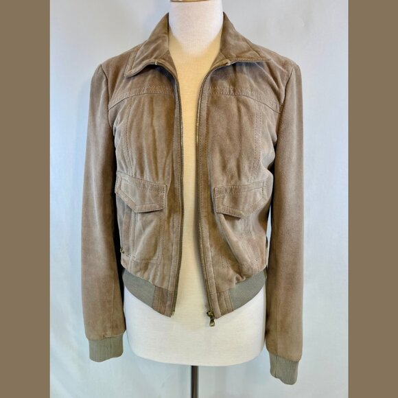 D&G Women's Tan Suede Bomber Style Jacket - Women Italian Size 44 - Picture 1 of 16